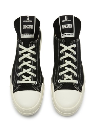 Detail View - Click To Enlarge - RICK OWENS - DRKSTAR OX' Elongated Tongue Canvas Sneakers