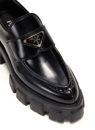 Detail View - Click To Enlarge - PRADA - Monolith Sharp Brush Leather Loafer