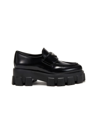 Main View - Click To Enlarge - PRADA - Monolith Sharp Brush Leather Loafer