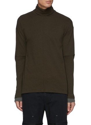 Main View - Click To Enlarge - THE VIRIDI-ANNE - Layered Cuff Turtleneck Wool Sweater