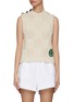 Main View - Click To Enlarge - GANNI - Buttoned shoulder woven check smiley face sweater vest