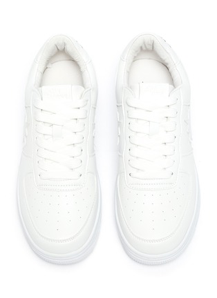 Detail View - Click To Enlarge - STARWALK - Triple White Leather Lace Up Sneakers