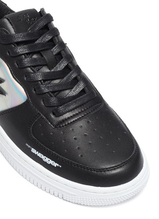 Detail View - Click To Enlarge - STARWALK - Laser 2.0' Black Leather Sneakers With Iridescent Panels