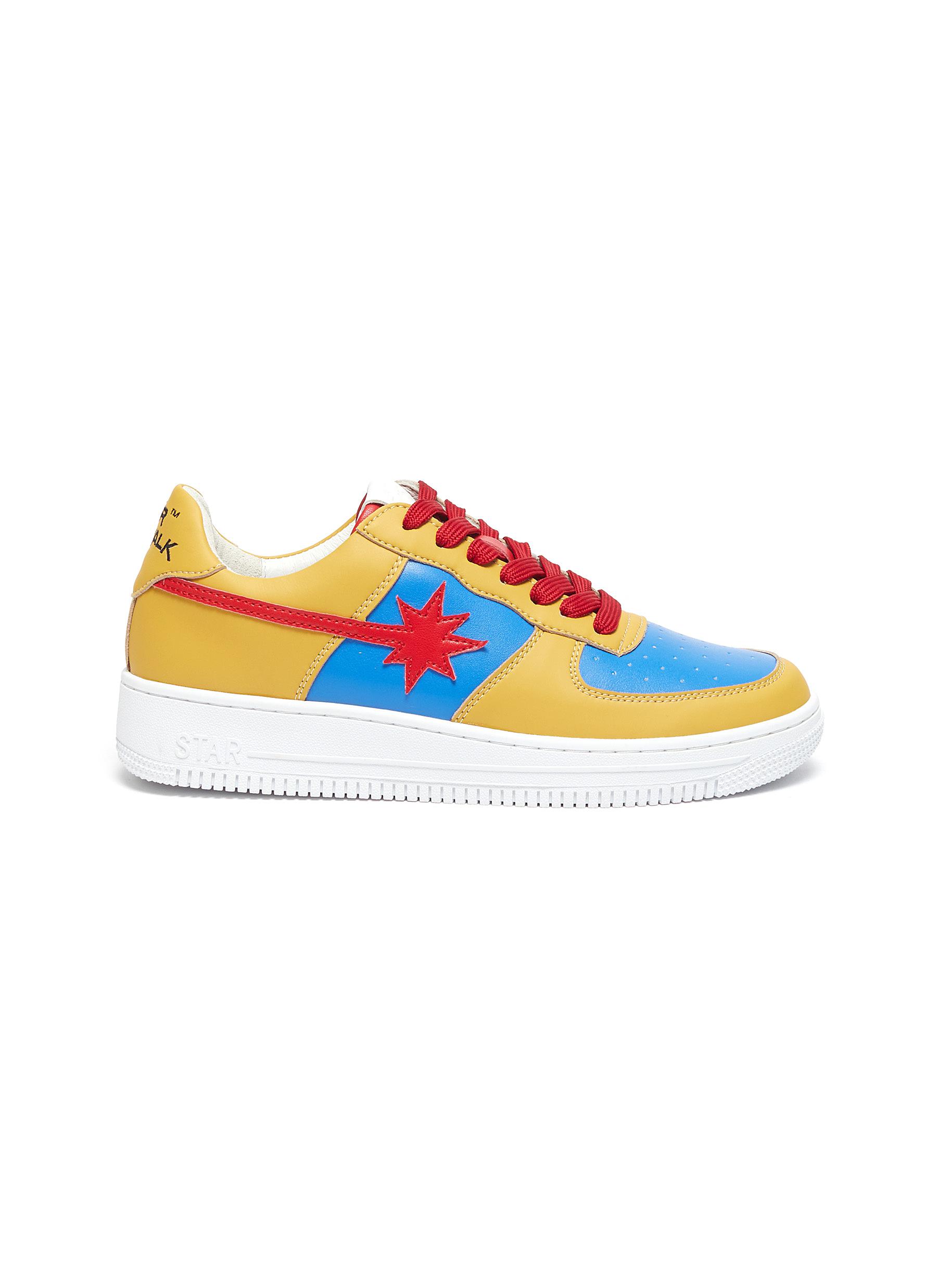 Red blue yellow sneakers on sale