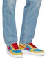 Figure View - Click To Enlarge - STARWALK - Red And Blue Panelled Yellow Leather Sneakers