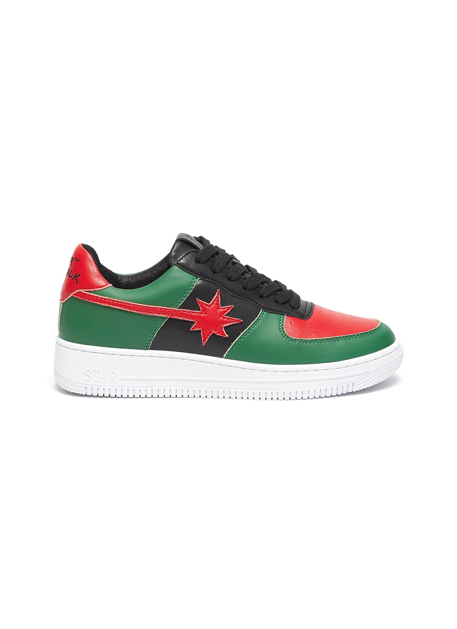 Forbidden City' Green And Red Leather Sneakers