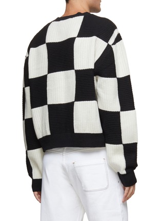 Back View - Click To Enlarge - DANIEL W. FLETCHER - Checkered Merino Wool Ribbed Knit Jumper
