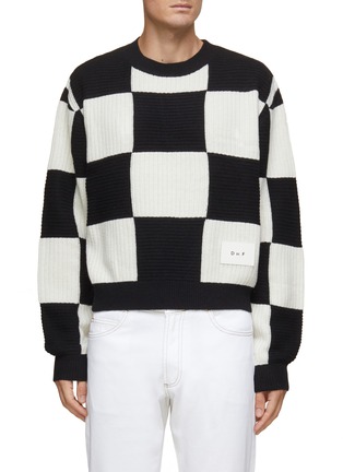 Main View - Click To Enlarge - DANIEL W. FLETCHER - Checkered Merino Wool Ribbed Knit Jumper