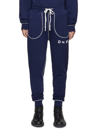 Main View - Click To Enlarge - DANIEL W. FLETCHER - Contrasting Stitching Branded Drawstring Jogger Pants
