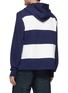 Back View - Click To Enlarge - DANIEL W. FLETCHER - Panelled Stripe Cotton Drawstring Rugby Hoodie