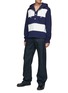 Figure View - Click To Enlarge - DANIEL W. FLETCHER - Panelled Stripe Cotton Drawstring Rugby Hoodie
