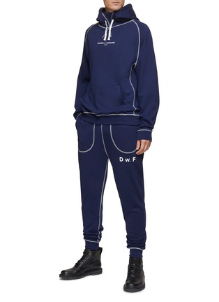 Figure View - Click To Enlarge - DANIEL W. FLETCHER - Contrasting Stitching Cotton Drawstring Hoodie