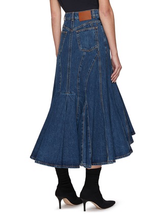 Back View - Click To Enlarge - ALEXANDER MCQUEEN - Fluted Denim Midi Skirt