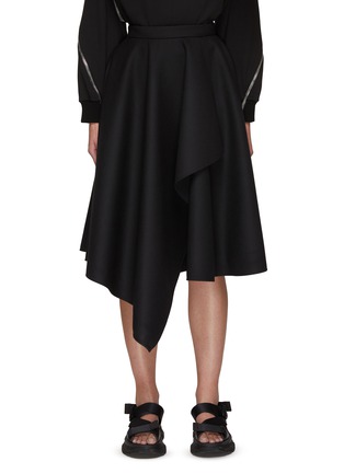 Main View - Click To Enlarge - ALEXANDER MCQUEEN - Asymmetric Hem Draped Wool Skirt