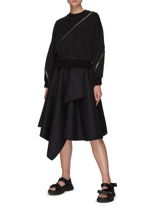 Figure View - Click To Enlarge - ALEXANDER MCQUEEN - Asymmetric Hem Draped Wool Skirt