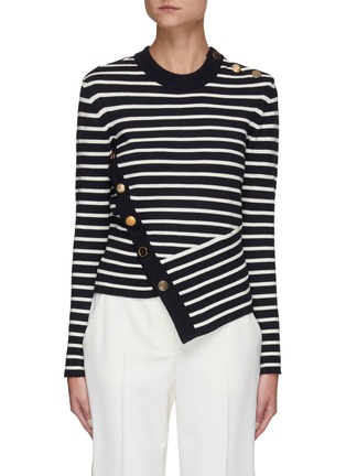 Main View - Click To Enlarge - ALEXANDER MCQUEEN - Button Detail Asymmetric Striped Sweater