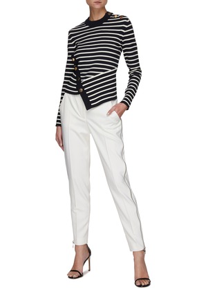 Figure View - Click To Enlarge - ALEXANDER MCQUEEN - Button Detail Asymmetric Striped Sweater
