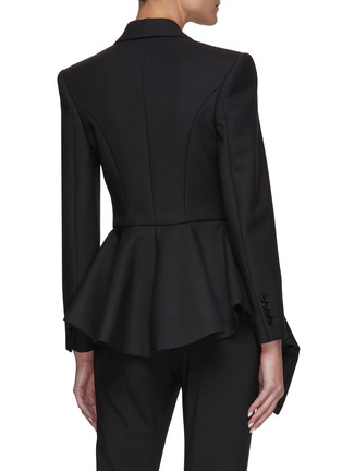 Back View - Click To Enlarge - ALEXANDER MCQUEEN - Asymmetric Drape Hem Wool Blazer