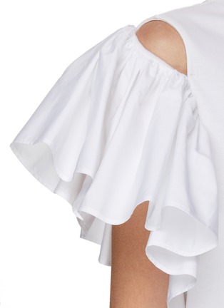  - ALEXANDER MCQUEEN - Asymmetric Ruffle Sleeve Cotton Shift Dress