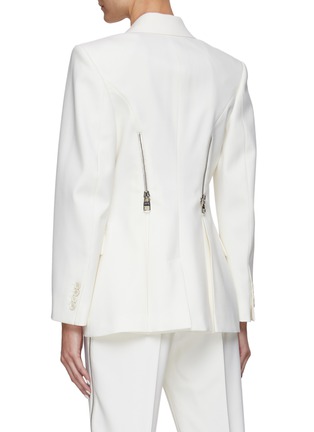 Back View - Click To Enlarge - ALEXANDER MCQUEEN - Zip Detail Single Breasted Wool Blazer
