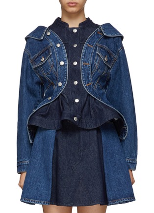 Main View - Click To Enlarge - ALEXANDER MCQUEEN - Double layer sculpted denim jacket