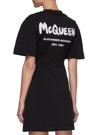 Back View - Click To Enlarge - ALEXANDER MCQUEEN - Round Sleeve Graffiti Dress