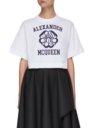 Main View - Click To Enlarge - ALEXANDER MCQUEEN - Logo Print Cropped Cotton Jersey T-Shirt