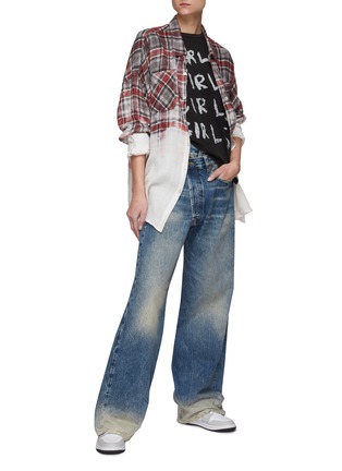 Figure View - Click To Enlarge - R13 - Crossover Waistband Wide Leg Denim Jeans