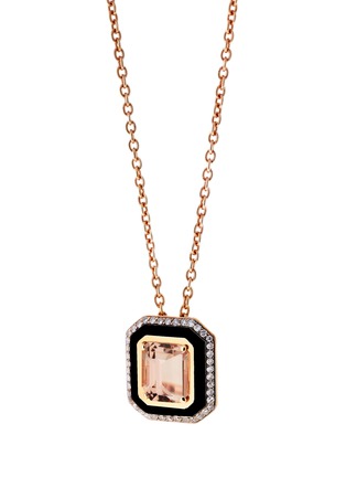 Main View - Click To Enlarge - SELIM MOUZANNAR - Mina' Diamond Morganite 18K Pink Gold Black Enamel Necklace