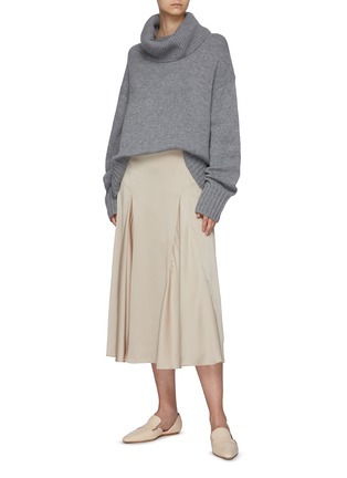 Figure View - Click To Enlarge - VINCE - Paneled Godet Slip Satin Midi Skirt