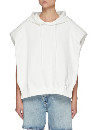 Main View - Click To Enlarge - THE FRANKIE SHOP - Alex' Sleeveless Statement Shoulder Cotton Hoodie