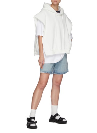 Figure View - Click To Enlarge - THE FRANKIE SHOP - Alex' Sleeveless Statement Shoulder Cotton Hoodie