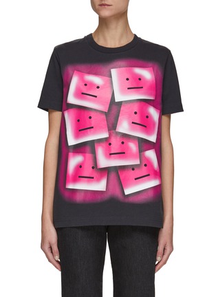 Main View - Click To Enlarge - ACNE STUDIOS - Multi Pink Face Logo Cotton Crewneck T-Shirt