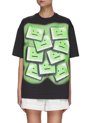 Main View - Click To Enlarge - ACNE STUDIOS - Multi Green Face Logo Cotton Jersey T-Shirt