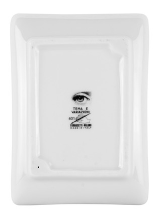 Detail View - Click To Enlarge - FORNASETTI - TEMA E VARIAZIONI N° 401 RECTANGULAR ASHTRAY — WHITE/BLACK