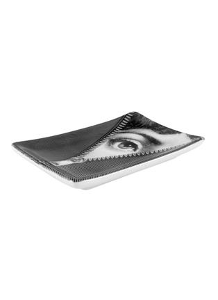 Main View - Click To Enlarge - FORNASETTI - TEMA E VARIAZIONI N° 401 RECTANGULAR ASHTRAY — WHITE/BLACK