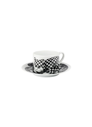 Main View - Click To Enlarge - FORNASETTI - HIGH FIDELITY QUADRETATO TEA CUP — BLACK/WHITE