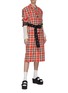 Figure View - Click To Enlarge - ACNE STUDIOS - BELTED WIDE SHOULDER CHEQUERED LONG COAT