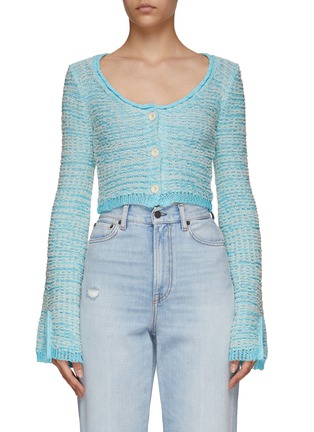 Main View - Click To Enlarge - ACNE STUDIOS - SLIT DETAIL ROUND NECK CROPPED CARDIGAN