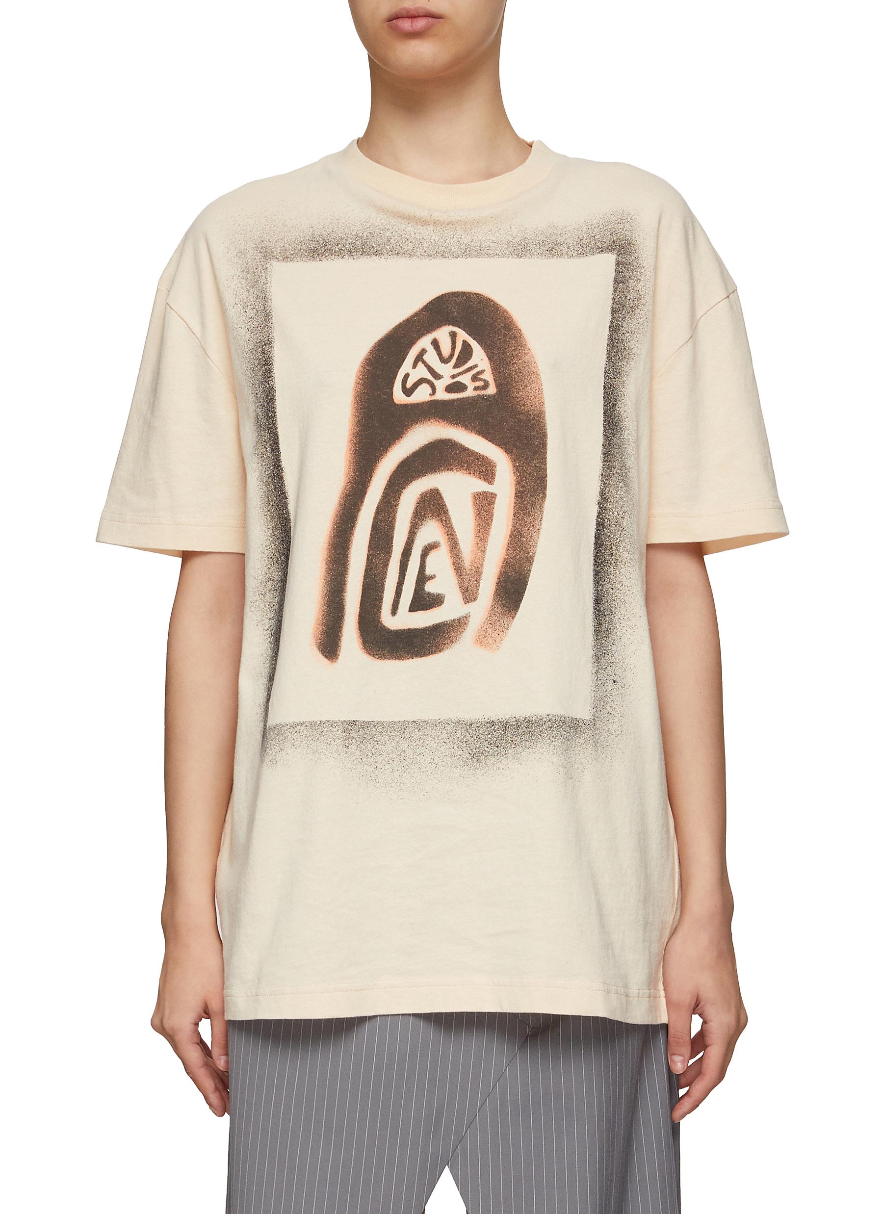 Airbrushed logo print cotton t-shirt 