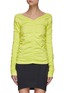 Main View - Click To Enlarge - HELMUT LANG - Long Sleeve Ruched Detail V-Neck Top