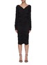 Main View - Click To Enlarge - HELMUT LANG - Long Sleeve Ruched Detail V-Neck Midi Dress