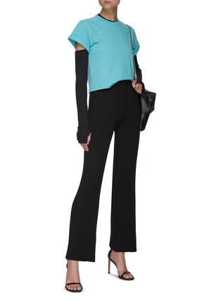 Figure View - Click To Enlarge - HELMUT LANG - Relaxed Fit Rib Plissé Pants