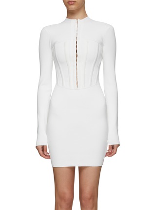 Main View - Click To Enlarge - DION LEE - MOCK NECK LONG SLEEVE CORSET DRESS