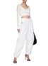 Figure View - Click To Enlarge - DION LEE - Tied Front Rayon Layered Cropped Top