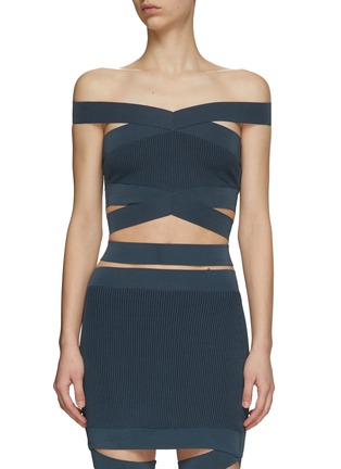 Main View - Click To Enlarge - DION LEE - CROSS RIB BUSTIER OFF SHOULDER STRAP TOP