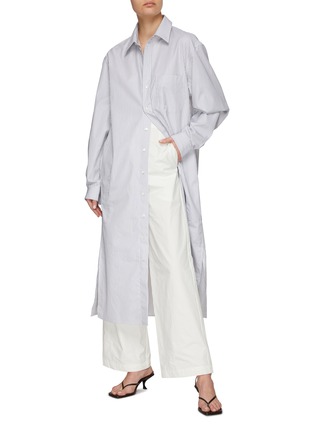Figure View - Click To Enlarge - LEMAIRE - LONG STRIPE COTTON SHIRT DRESS
