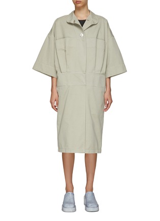 Main View - Click To Enlarge - LEMAIRE - OVERSIZE QUARTER SLEEVE SNAP BUTTON DETAIL COAT