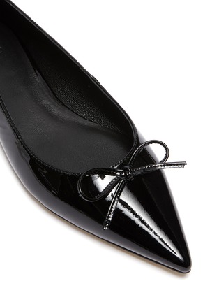 Detail View - Click To Enlarge - PEDDER RED - Jackie' Bow Adorned Pointed Toe Patent Leather Flats