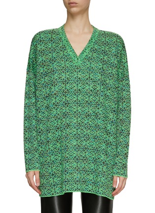 Main View - Click To Enlarge - LOEWE - Oversized Anagram V-Neck Knit Sweater